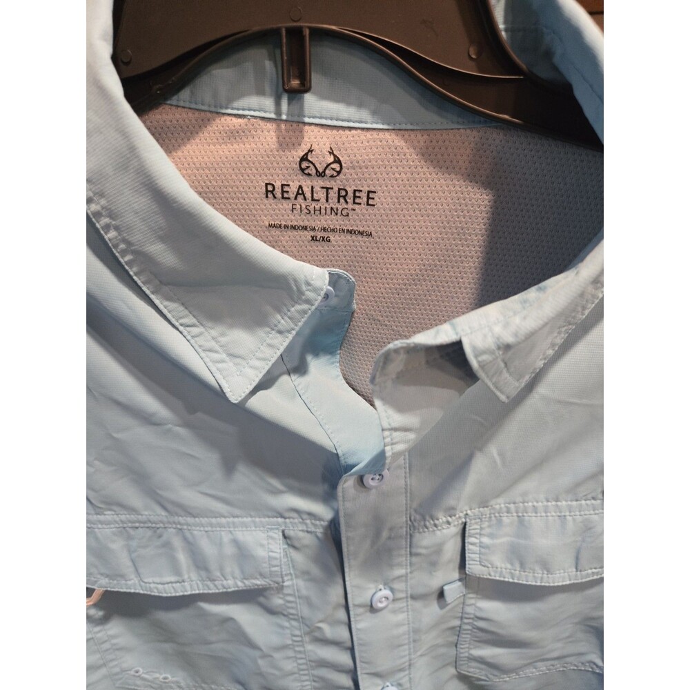 Realtree Fishing Shirt Mens XL Light Blue Short Sleeve Vented... - Picture 2 of 5